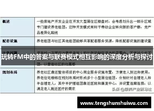 玩转FM中的答案与联赛模式相互影响的深度分析与探讨